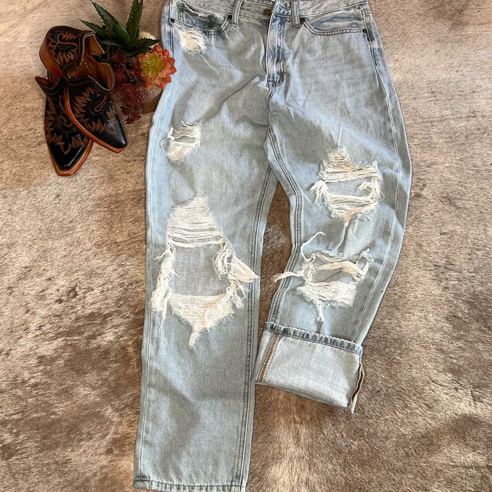 Distressed Light Blue Womens Jeans